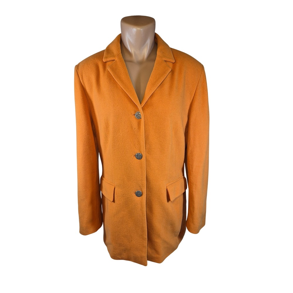 Vintage 90s Y2K Steilmann Germany Saks Trench Coat Wool Cashmere Blend 14 READ